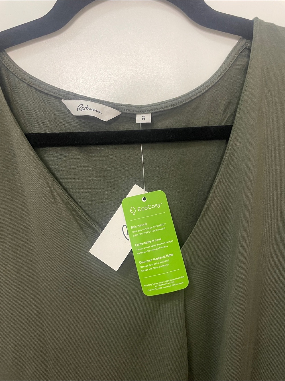 Reitmans Olive Green V-Neck Tunic Blouse NWT Medium - Picture 3 of 8